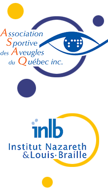 Association sportive des aveugles du Québec (ASAQ) and Institut Nazareth et Louis-Braille INLB logos - ued for "Du Sport pour moi" Program