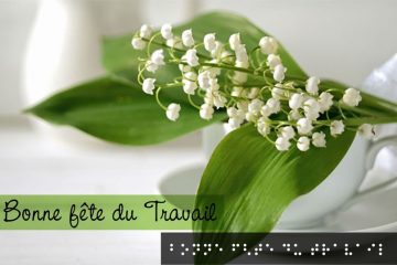 Image d'une branche de muguet avec l'inscription "Bonne fête du travail!"
