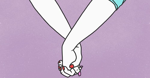 Description de l'image: Dessins de deux personnes qui se tiennent la main