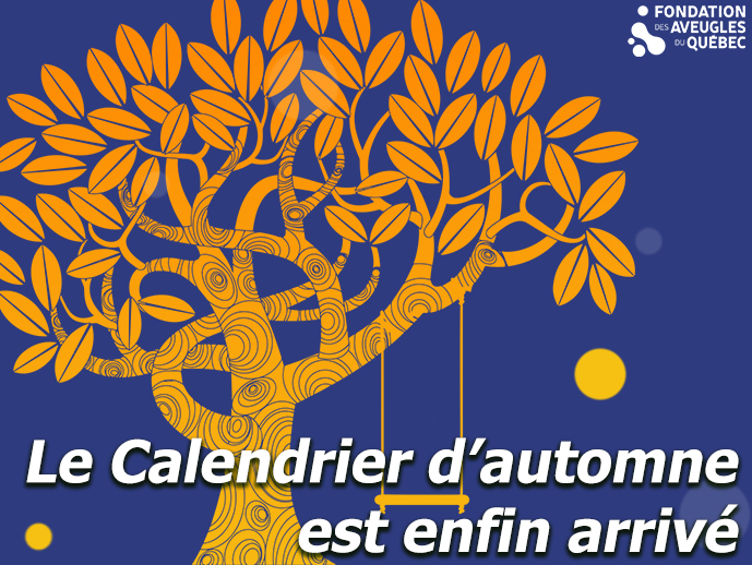 Description de l'image: Un arbre aux teinte de l'automne cache une partie du calendrier automnal 2022. L'image a comme titre: Le calendrier automnal est enfin arrivé.
